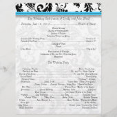Black Damak Wirbel Bright Aqua Wedding Program (Vorderseite)
