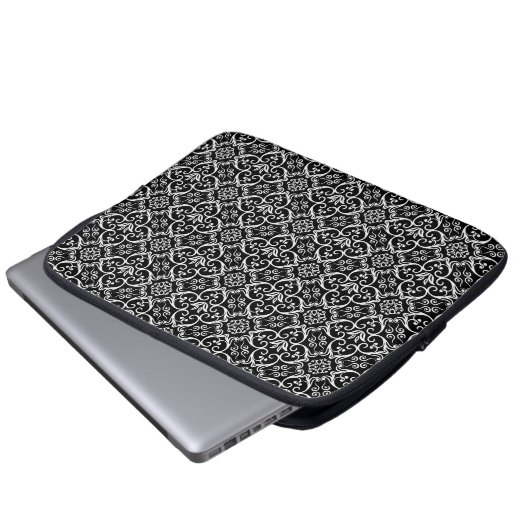 Black Damaks Pattern Laptop-Sieb Laptopschutzhülle (Vorne Knopf)