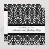 Black Damask 18. Geburtstagsparty Einladungen (Vorne/Hinten)