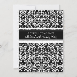 Black Damask 75. Geburtstagsparty Einladungen