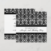 Black Damask 80. Geburtstagsparty Einladungen (Vorne/Hinten)
