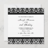 Black Damask 80. Geburtstagsparty Einladungen (Rückseite)