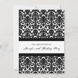 Black Damask 90. Geburtstagsparty Einladungen