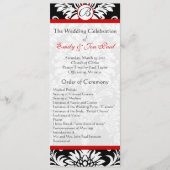 Black Damask 9x4 Red Trim Wedding Program Programm (Vorderseite)