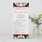 Black Damask 9x4 Red Trim Wedding Program Programm (Stehend Vorderseite)