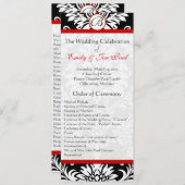 Black Damask 9x4 Red Trim Wedding Program Programm (Vorne/Hinten)