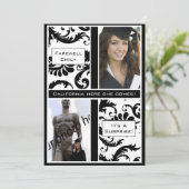 Black Damask Abschluss Abschiedsveranstaltung Einladung (Stehend Vorderseite)