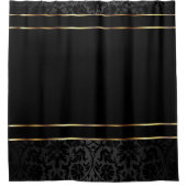 Black Damask and Gold Bar Design Duschvorhang (Vorderseite)