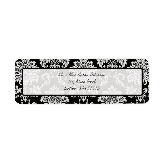 Black Damask Anpassbare Adressenmarken (Vorne)