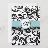 Black Damask Aqua Pool Blue Wedding Einladung (Rückseite)