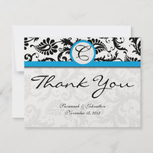 Black Damask Aquamarine Trim Wedding Danke