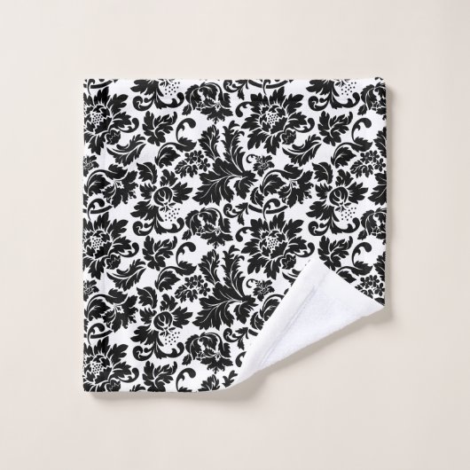 Black Damask Badhandtuch Set (Waschlappen)