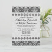 Black Damask Beauty - Einladung zur Hochzeit (Stehend Vorderseite)