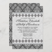 Black Damask Beauty - Einladung zur Hochzeit (Vorne/Hinten)