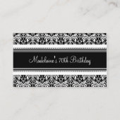 Black Damask Birthday Table Place Setting Cards Platzkarte (Rückseite)