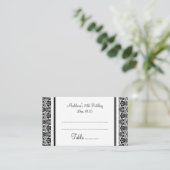 Black Damask Birthday Table Place Setting Cards Platzkarte (Stehend Vorderseite)