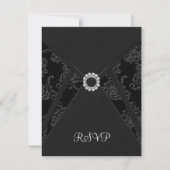 Black Damask Black RSVP Card (Vorderseite)