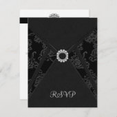 Black Damask Black RSVP Card (Vorne/Hinten)