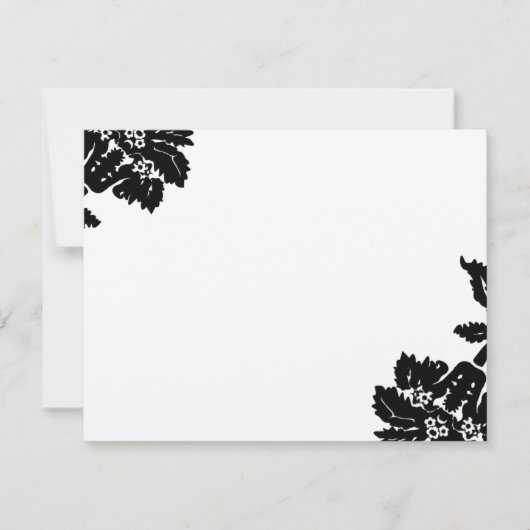 Black Damask Blume Wedding RSVP Karte (Vorderseite)