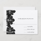 Black Damask Blume Wedding RSVP Karte (Rückseite)