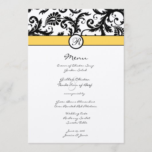 Black Damask Borders Wedding Einladung (Vorderseite)