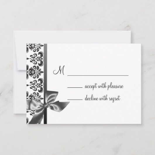 Black Damask Bow UAWG RSVP Karte (Vorderseite)