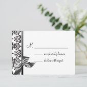 Black Damask Bow UAWG RSVP Karte (Stehend Vorderseite)