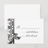 Black Damask Bow UAWG RSVP Karte (Vorne/Hinten)