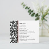 Black Damask Burgundy Accent Direction Card Begleitkarte (Stehend Vorderseite)