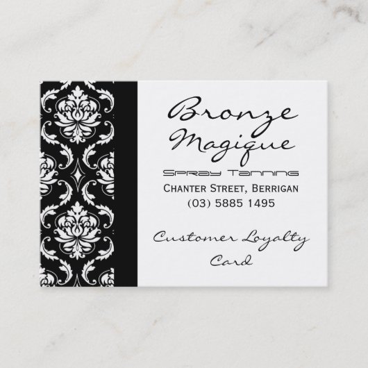 Black Damask Business Customer Loyalty Cards Treuekarte (Vorderseite)