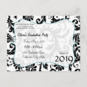 Black Damask Class of Graduation Invitations Einladungspostkarte (Rückseite)