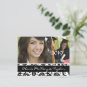 Black Damask Class of Graduation Invitations Einladungspostkarte (Stehend Vorderseite)