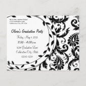 Black Damask Class of Graduation Invitations Einladungspostkarte (Rückseite)
