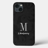 Black Damask Classic Mit Monogramm Case-Mate iPhone Hülle (Rückseite)