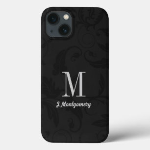 Black Damask Classic Mit Monogramm Case-Mate iPhone Hülle