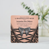 Black Damask Corset Lingerie Dusche Ankündigung (Stehend Vorderseite)