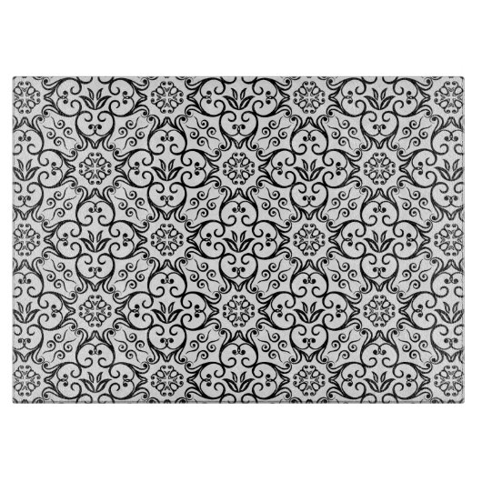 Black Damask Cutting Board Schneidebrett (Vorderseite)