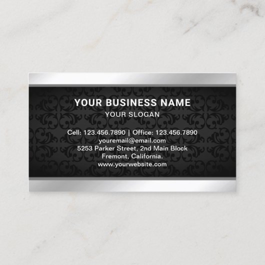 Black Damask Desktop PC Computer Reparaturtechnike Visitenkarte (Rückseite)