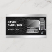 Black Damask Desktop PC Computer Reparaturtechnike Visitenkarte (Vorderseite)