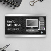 Black Damask Desktop PC Computer Reparaturtechnike Visitenkarte