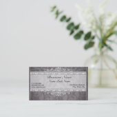 Black Damask Elegante Visitenkarte (Stehend Vorderseite)