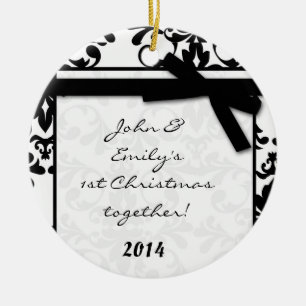 Black Damask Filigree Personalisierter Name Orname Keramik Ornament