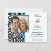 Black Damask Foto Ankündigung Datum freihalten (Vorderseite)