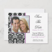 Black Damask Foto Ankündigung Datum freihalten (Vorderseite)