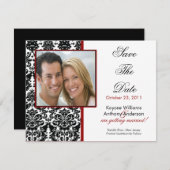 Black Damask Foto Ankündigung Datum freihalten (Vorne/Hinten)