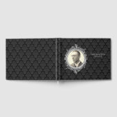 Black Damask Foto Funerary Guest Book Gästebuch (Voll)