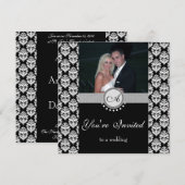 Black Damask Foto Hochzeitseinladung Einladung (Vorne/Hinten)