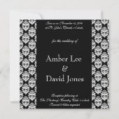 Black Damask Foto Hochzeitseinladung Einladung (Rückseite)