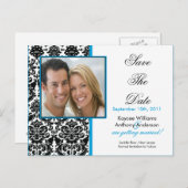 Black Damask Foto Save the Date POSTCARD! Ankündigungspostkarte (Vorne/Hinten)