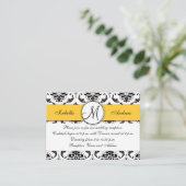 Black Damask Gelbe Hochzeitskarte Begleitkarte (Stehend Vorderseite)